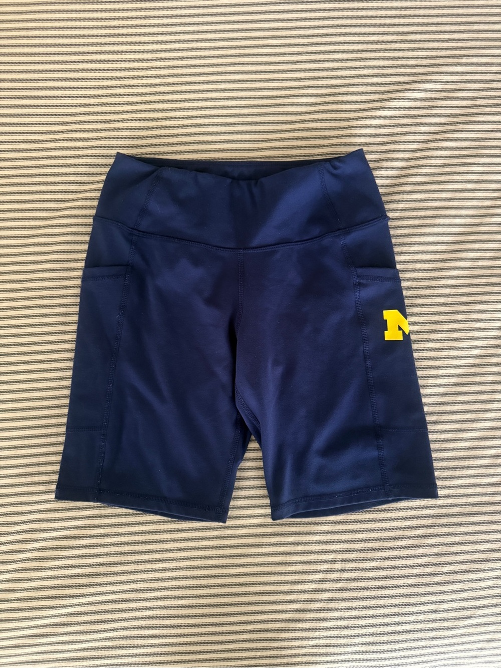 University of Michigan Navy Biker Shorts W/ Pockets
